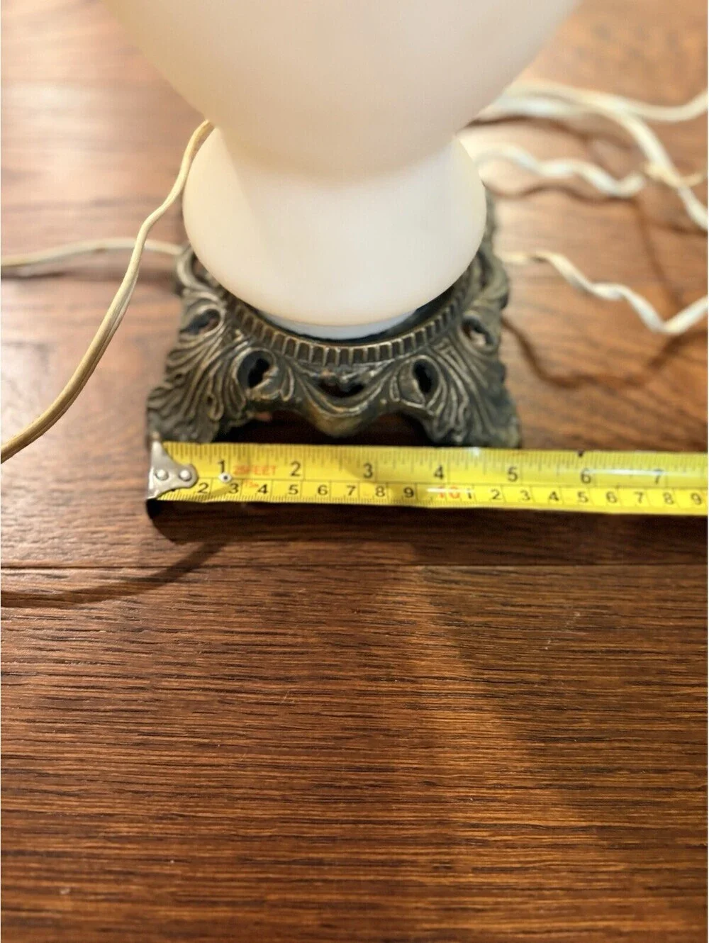 Victorian Hurricane Table Lamp Gone w/ The Wind VTG 3-Way Hand Painted Floral